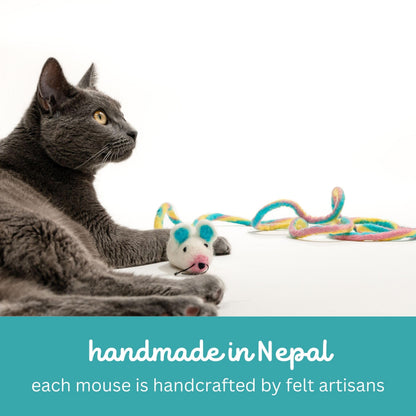 Catch a Mouse Wool Cat Toy 6-Foot Tail Indoor Cat Kittens. Pride Mouse