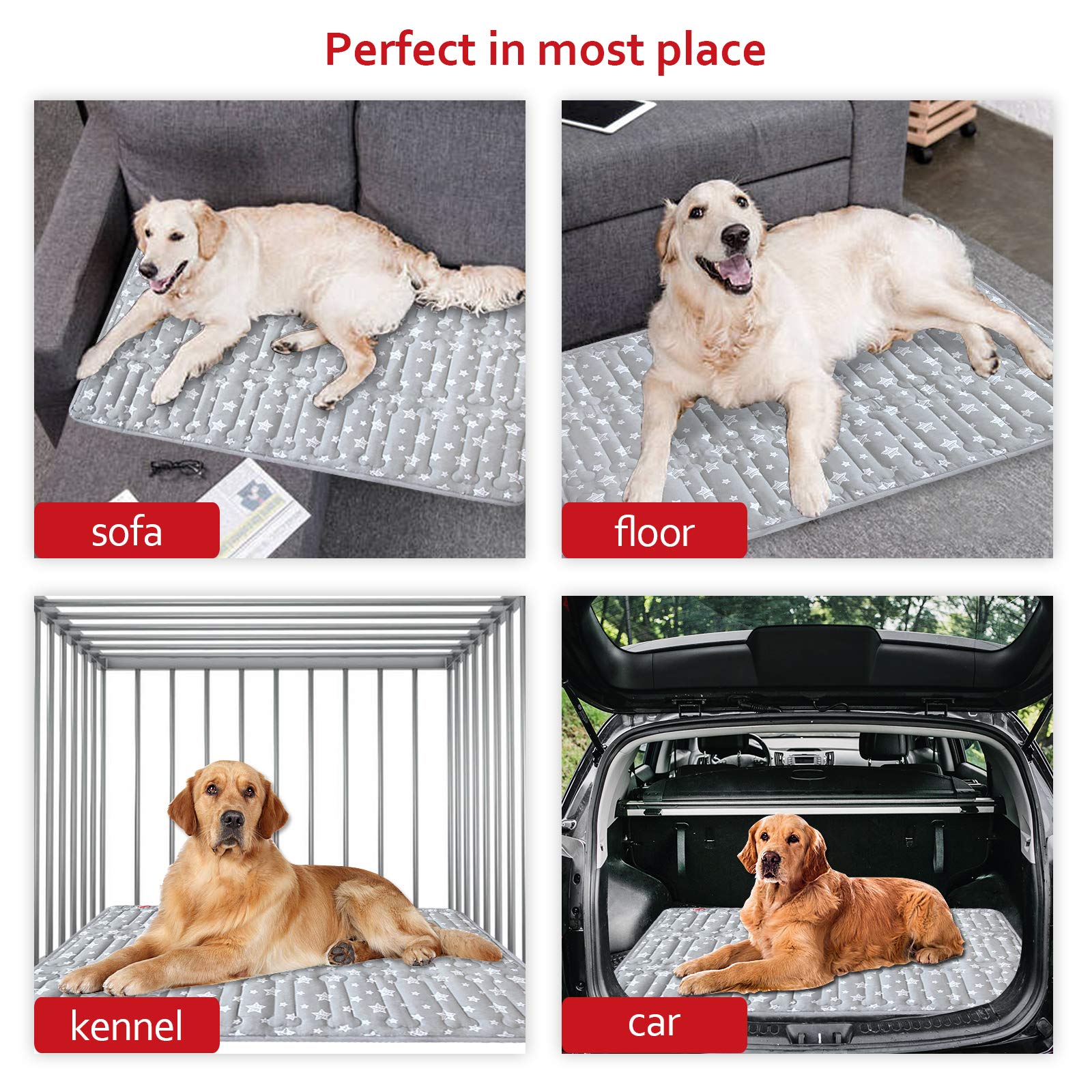 Dog Crate Mat (42" X 28"), Soft Dog Bed Mat with Cute Prints Bed
