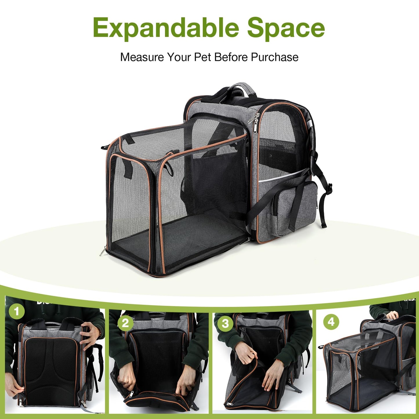 Lekebobor Cat Carrier Backpack, Expandable Pet Carrier with Carrier