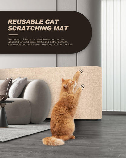 Cat Scratch Furniture Protector, Trimmable Self-Adhesive Carpet, Tower