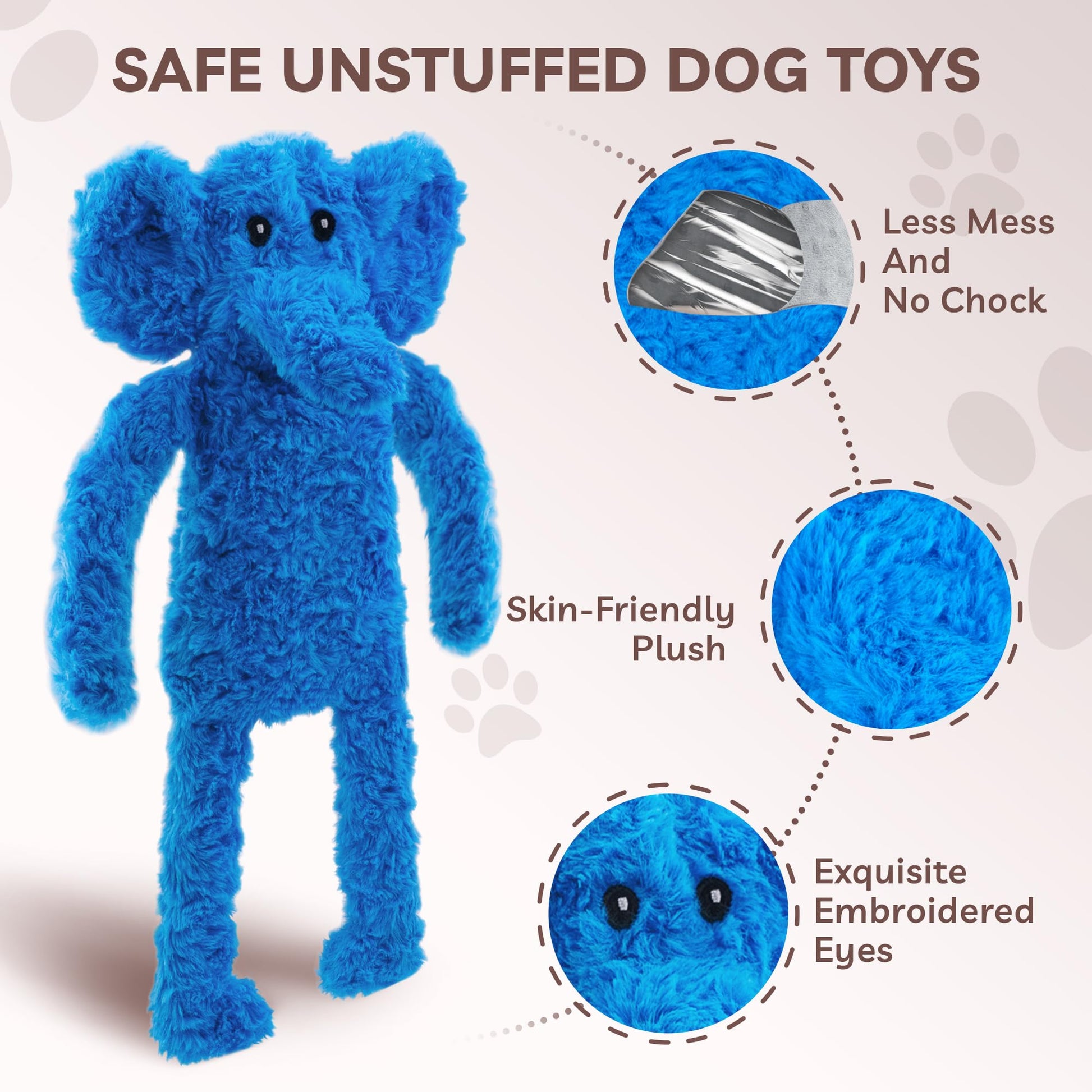SHARLOVY No Stuffing Dog Toys 5 Pack, Crinkle Interactive Dogs Toy