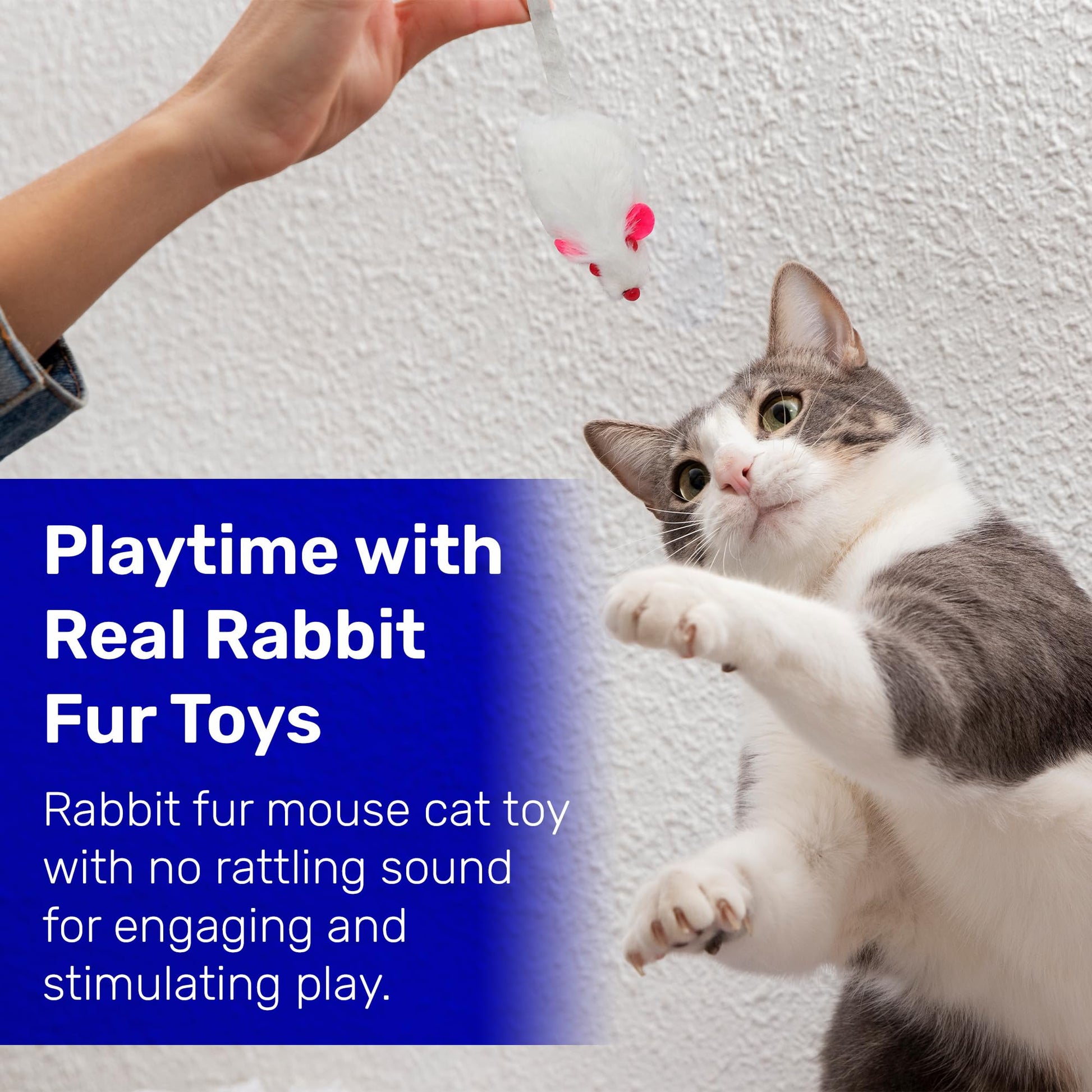 Kats'N Us Real Rabbit Fur Mouse Cat Toy NO Rattle Sound Toys