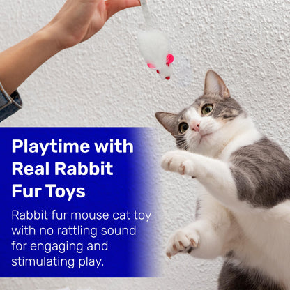 Kats'N Us Real Rabbit Fur Mouse Cat Toy NO Rattle Sound Toys