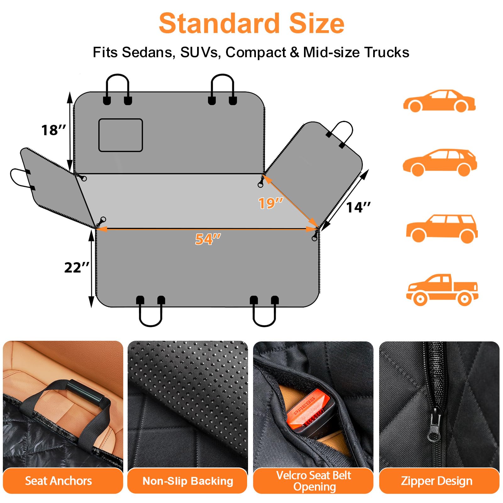 URPOWER Dog Car Seat Cover for Pets Waterproof Seat Cover Hammock Seat