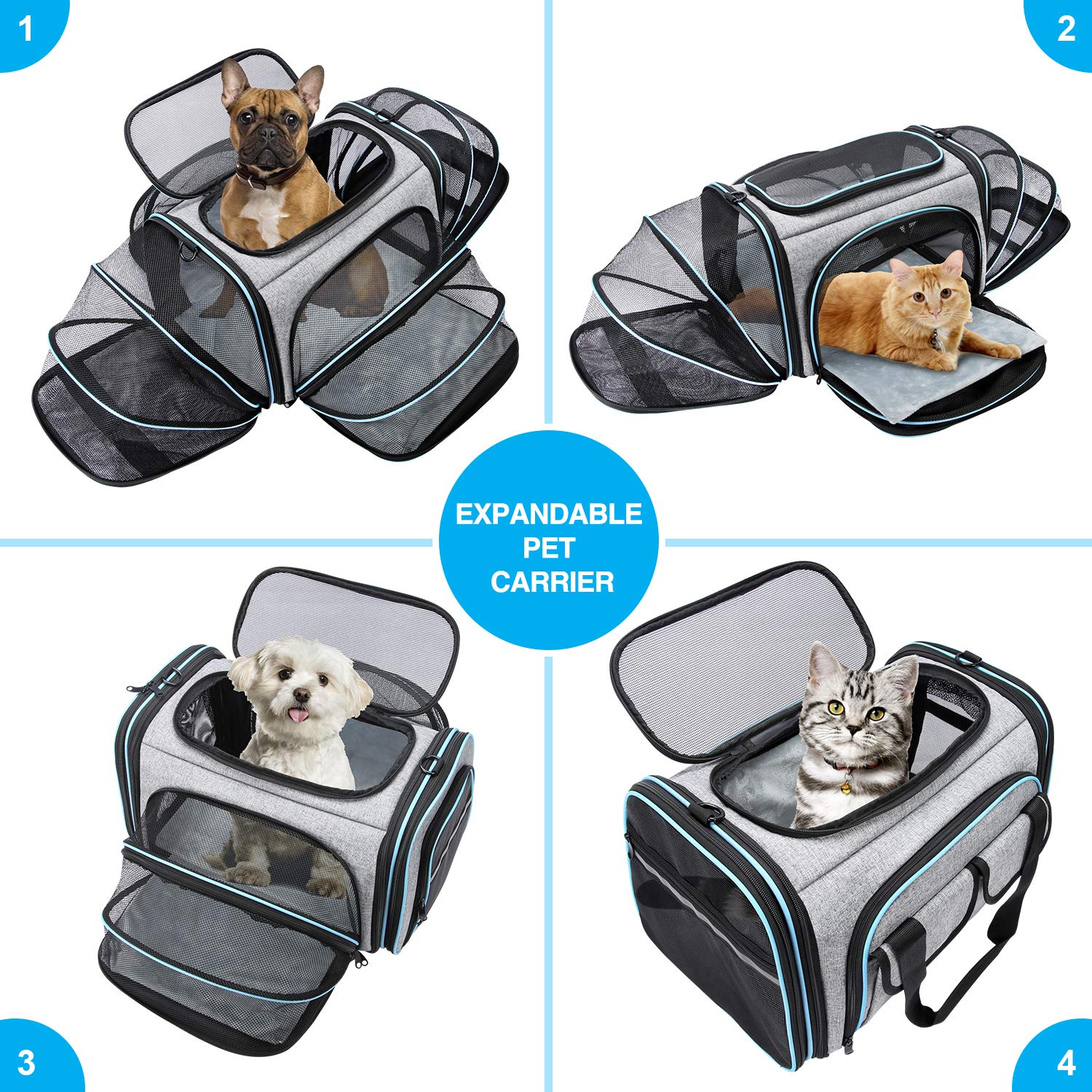 Airline Approved Pet Carrier, Large Soft Sided Pet Travel TSA Carrier
