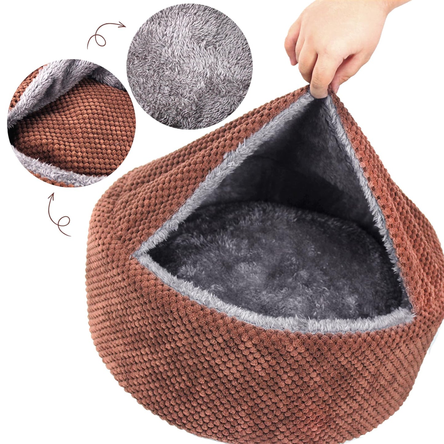 Winsterch Large Cat Cave Soft, Enclosed Washable for Bed