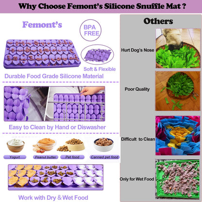 Femont Snuffle Mat for Medium Dogs,Silicone Slow Feeder Lick Mat