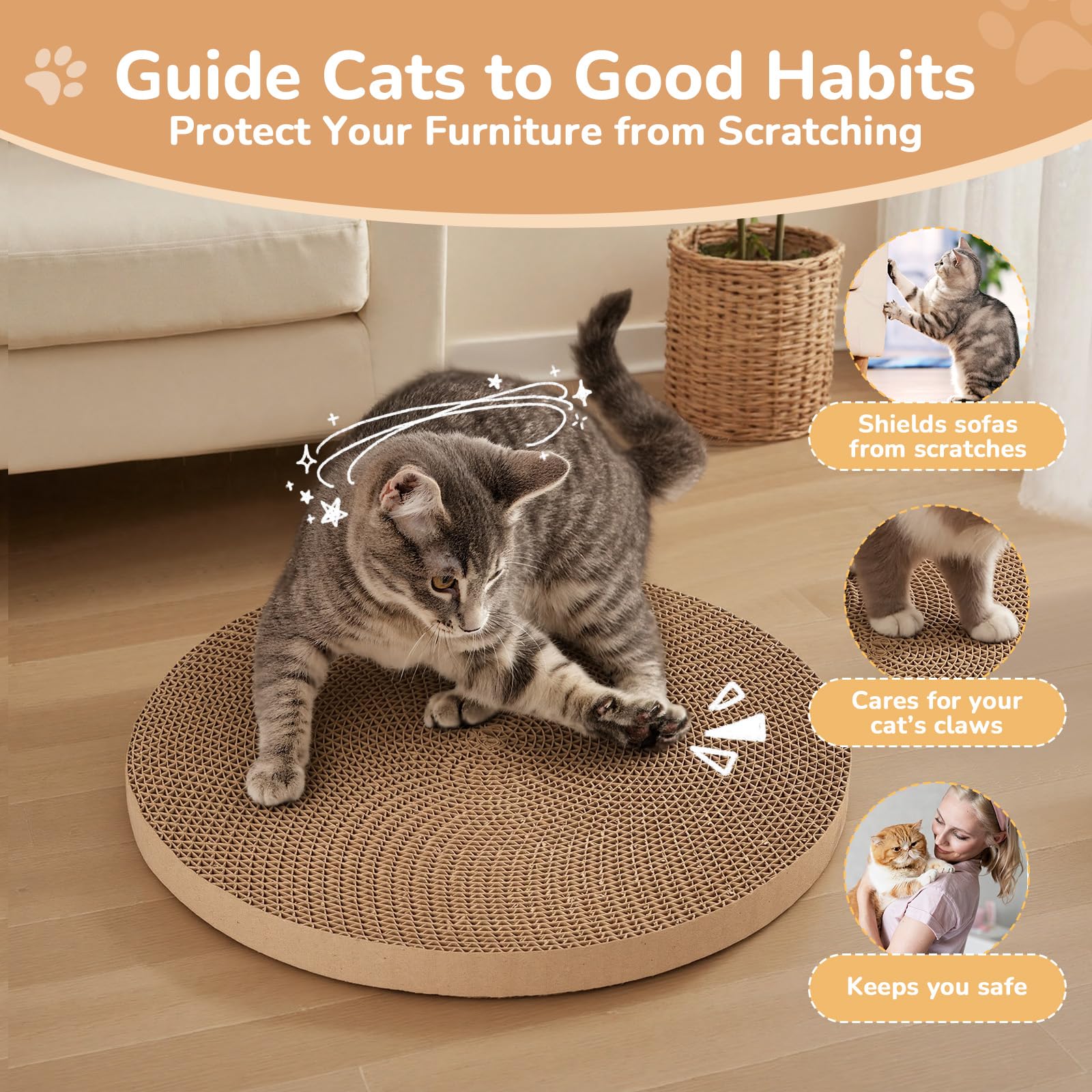 6pcs Cat Scratch Pad, Cat Scratcher Cardboard Cat Scratching Pads