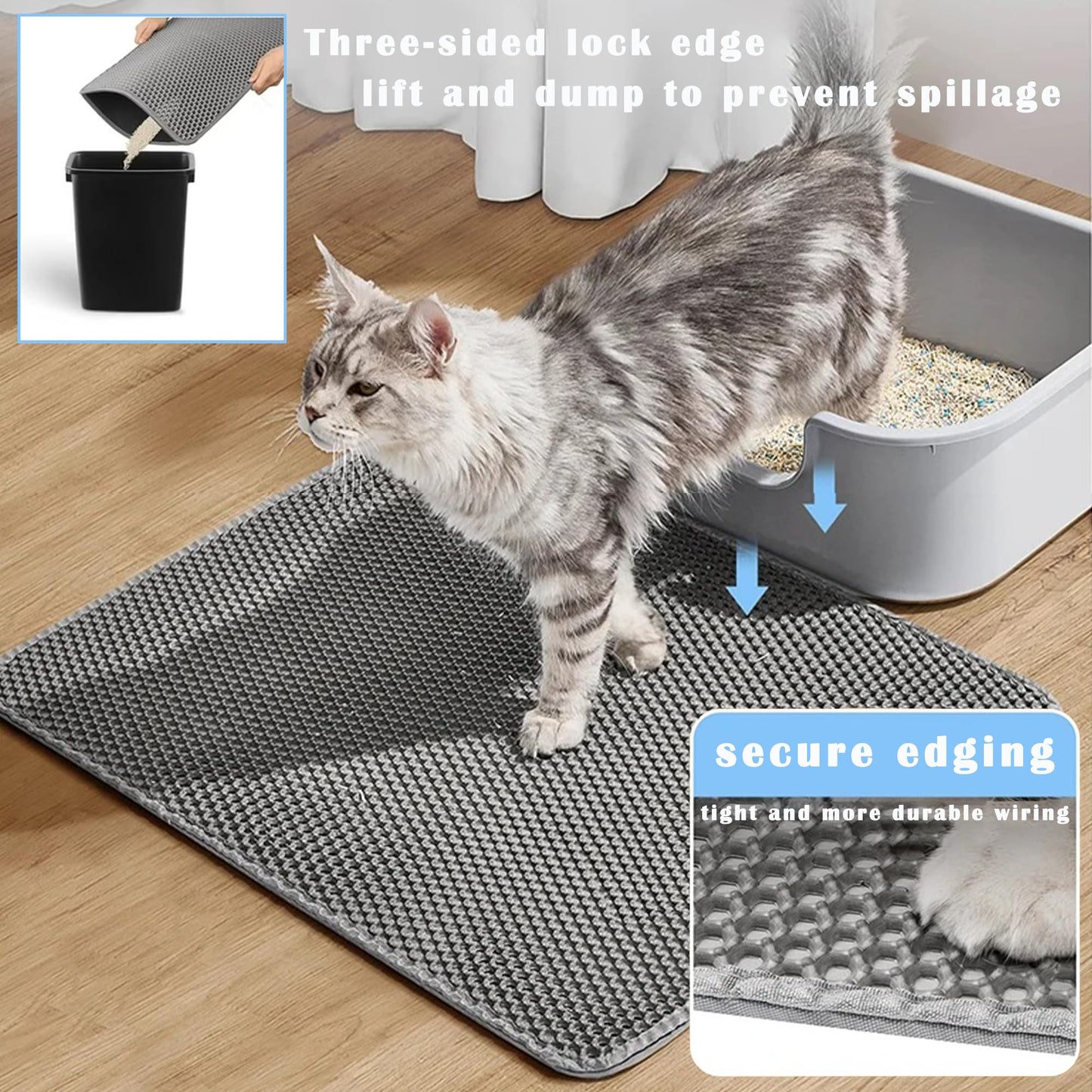 HCY&WLD 2-Pack Cat Litter Mat, Double Layer Honeycomb Waterproof Mat