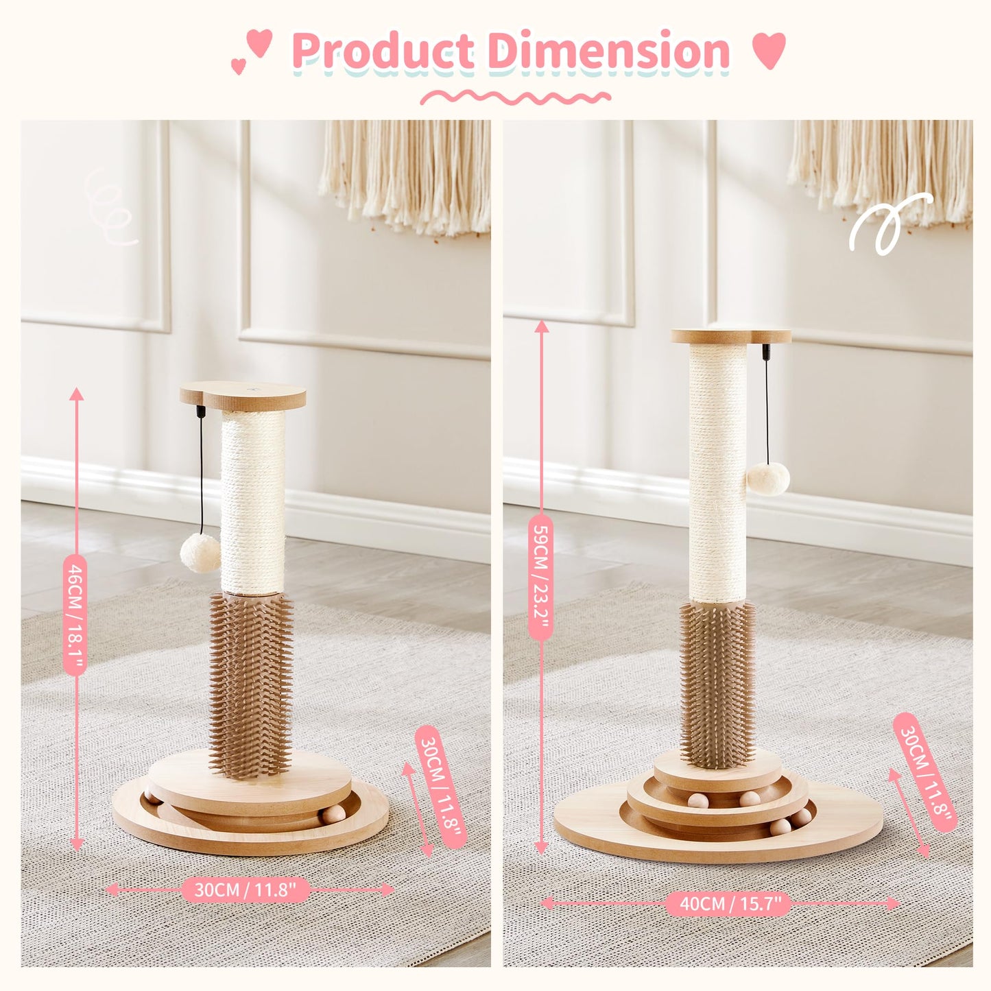 Made4Pets Cat Scratching Post, 23" Tall Sisal Cat Scratcher Post