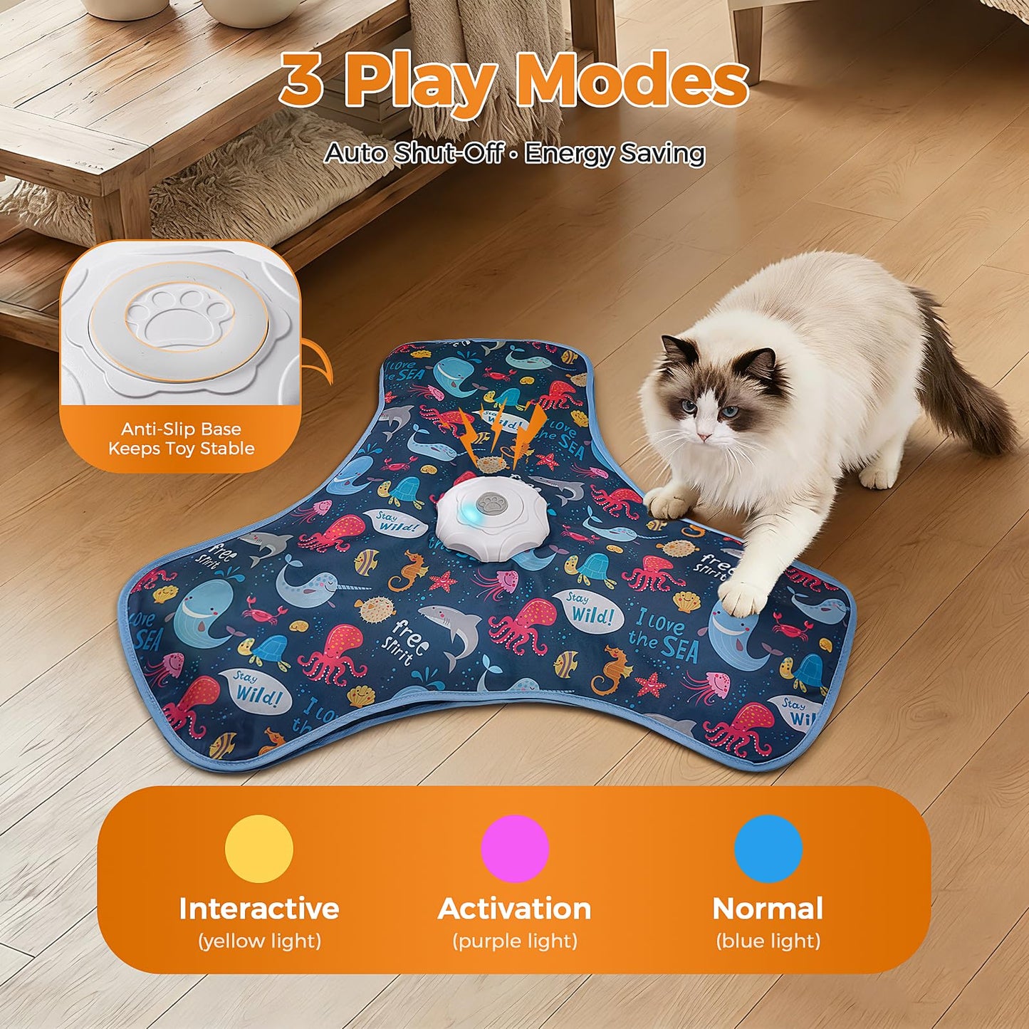 tikibest Interactive Cat Toy, Cat Toys Interactive with Touch Feather