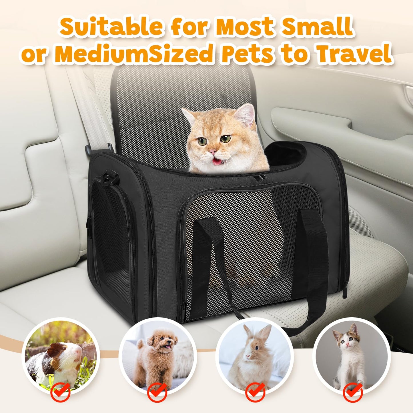 FOORLON Cat Carrier Soft for Pets Up to Cat Travel Bag Soft-Sided Bag
