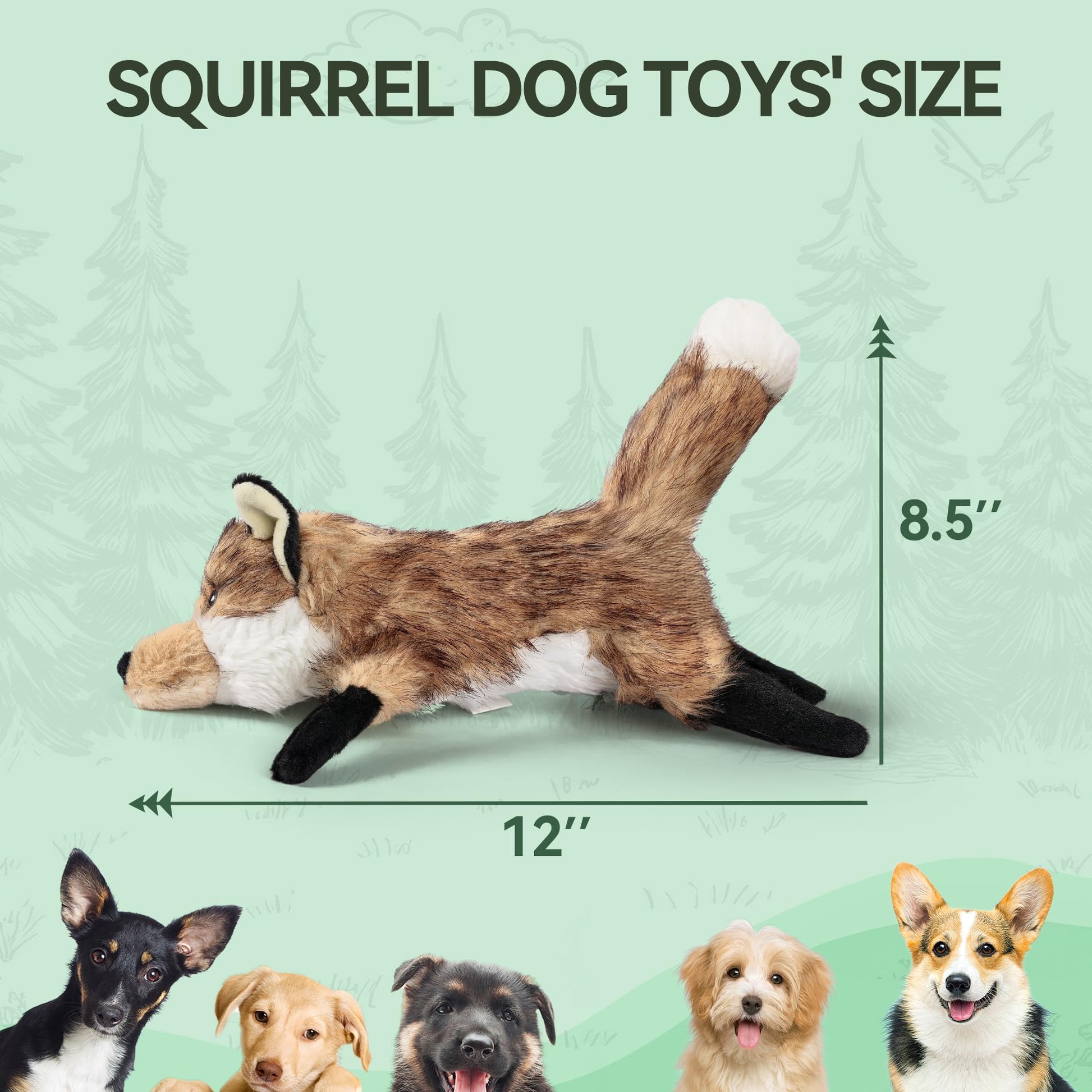 ALL FOR PAWS Dog Squeaky Fox Toy, Stuffed Animal Pet Plush Toys Plush