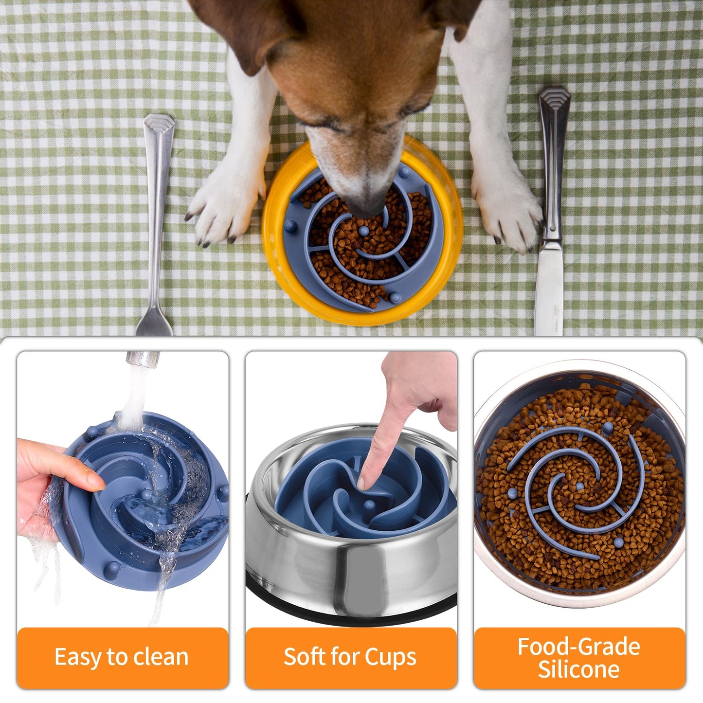 Slow Feeder Dog Bowls Insert, Bestalk Soft Silicone Slow Eating Feeder