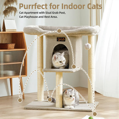 Cat Tree Tower Scratching Post for Indoor Large Cats, Small Cat Bed