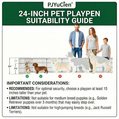 PJYuCien Dog Playpen with Bottom Pad Metal Foldable Exercise Kennel