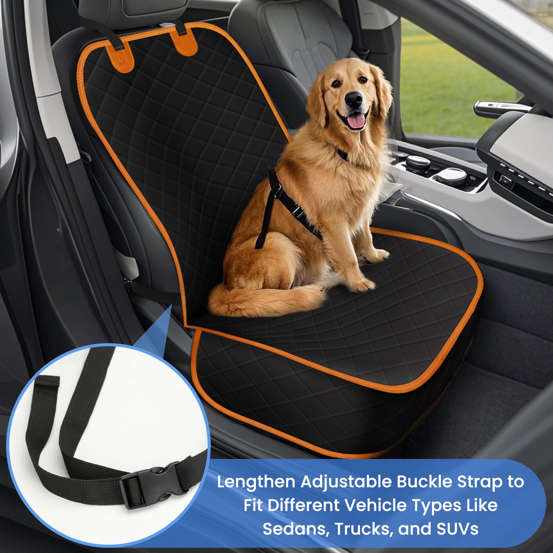 ELONGRIVER Dog Car Seat Covers, Waterproof Front Seat Cover