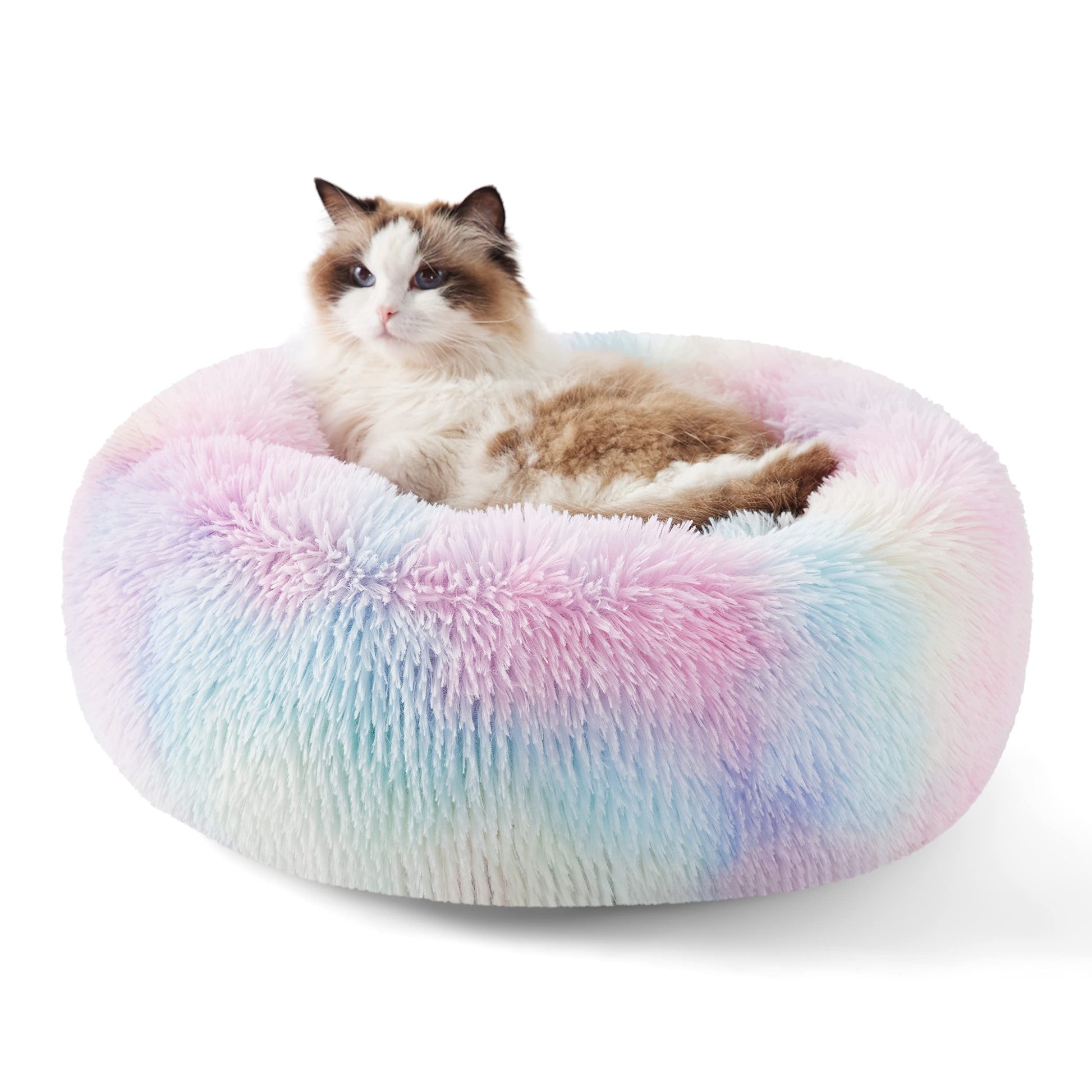 Bedsure Calming Cat Beds for Indoor Cats Small Washable Round Cat Bed