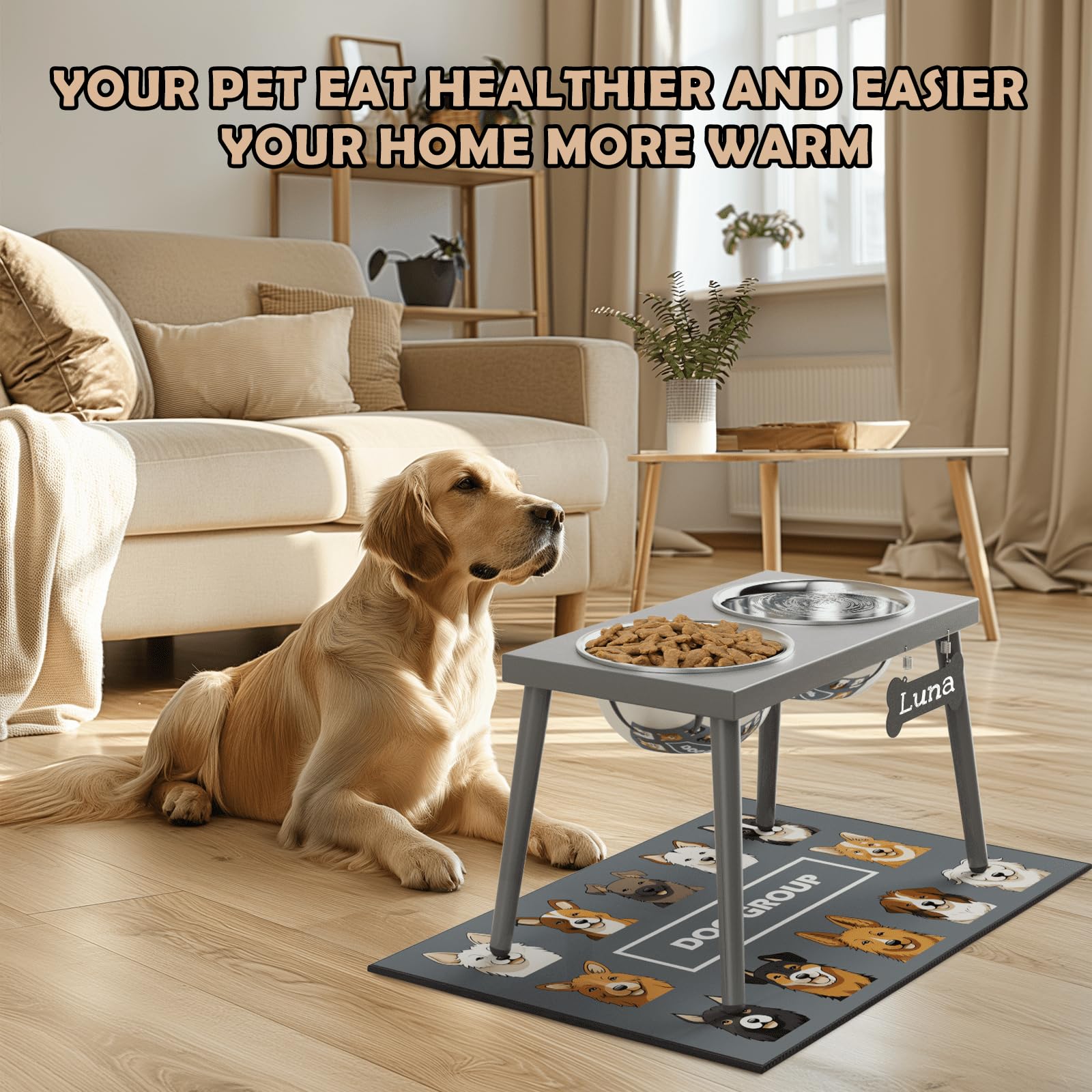 ADENGL Raised Dog Bowl Stand for Large Dogs, 10” Tall Elevated Feeder