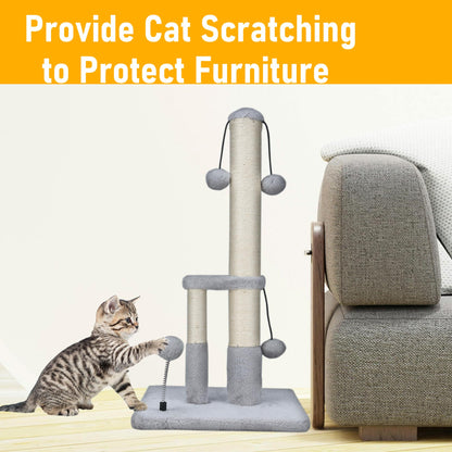 Dimaka Tall Cat Scratching Post, Double Lower Posts Extra Stable Posts