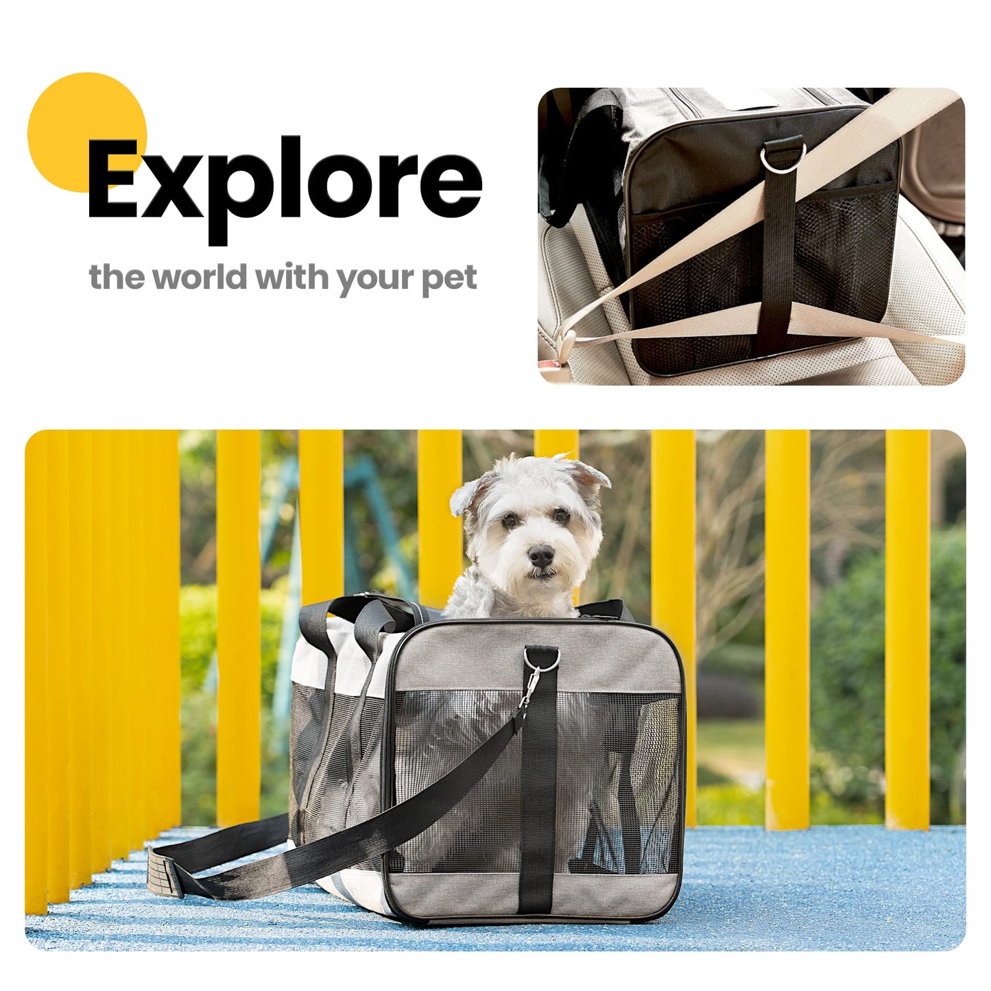 Conlun Dog Carrier Soft Sided, Large Cat Carrier with Inner Safety Bag