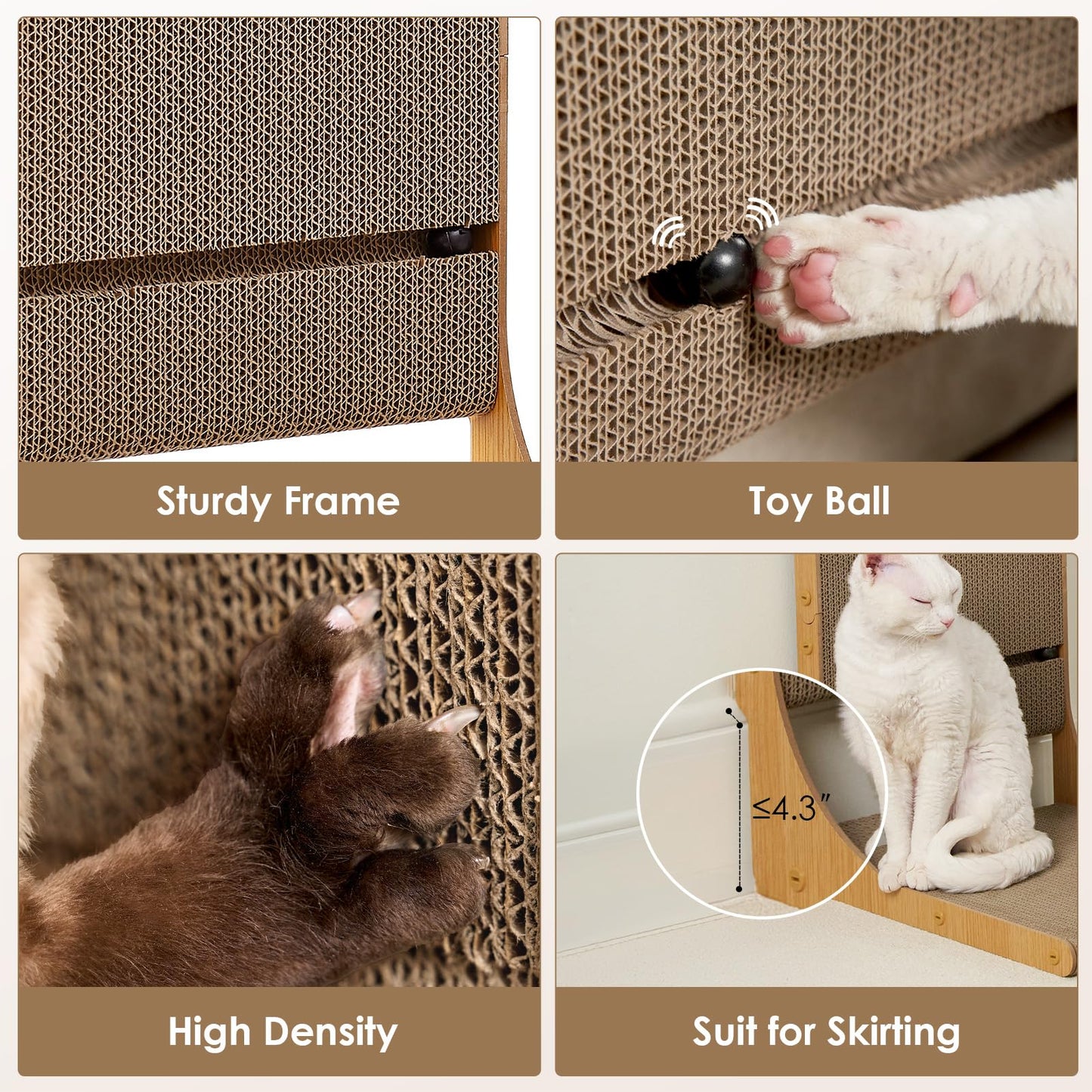 EHEYCIGA 2-Pack Cat Scratcher, L-Shaped Cardboard Scratch Pad