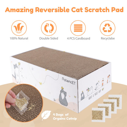 PatiencET Cat Scratch Pad with Box, 4 Pack Cardboard Cat Scratcher