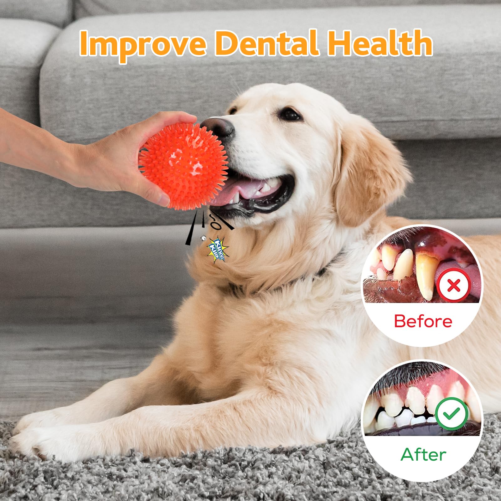 petizer 6 Pack Squeaky Dog Toy Balls Floating Spiky Pool Balls