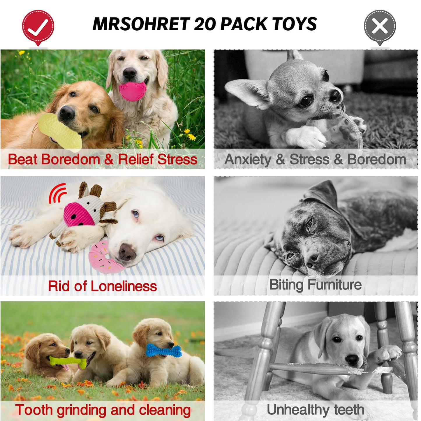 MRSOHRET 20Pcs Puppy Chew Toys for Teething, Dog Chew Toys with Rope