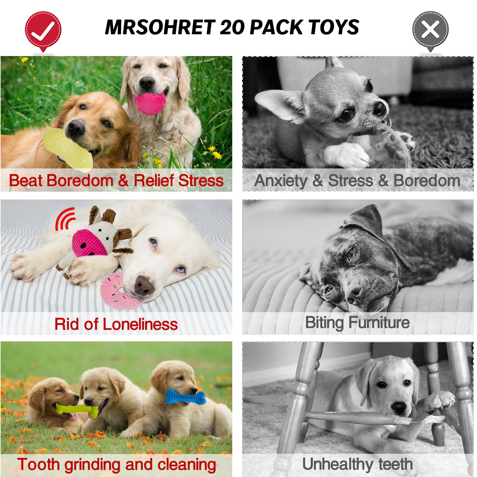 MRSOHRET 20Pcs Puppy Chew Toys for Teething, Dog Chew Toys with Rope