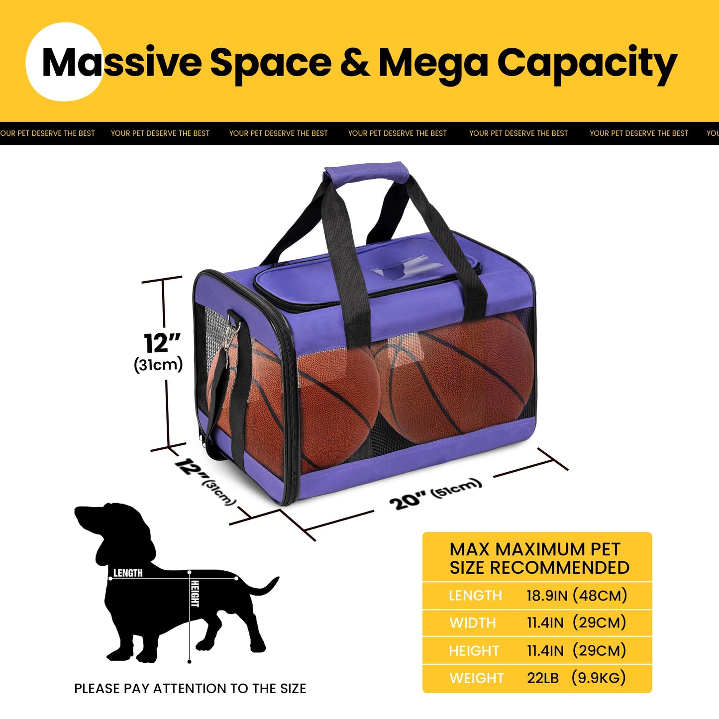 Conlun Dog Carrier Soft Sided, Large Cat Carrier with Inner Safety Bag