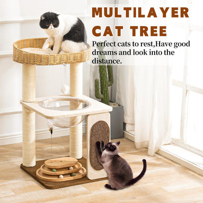 Modern Cat Tree for Indoor Cats with Sisal Rope Scratching Posts Toy