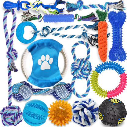 Mnubsrva Dog Toys 15 Pack for Teeth Cleaning and Fun, Puppy Chew