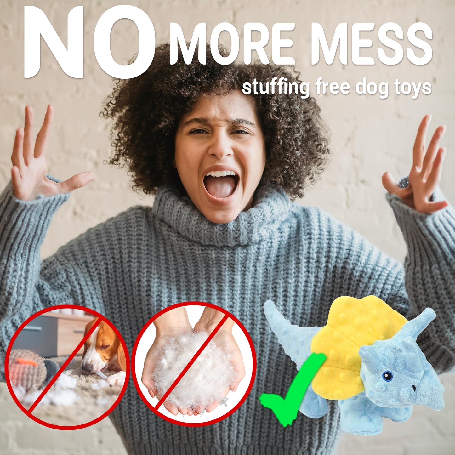 LECHONG No Stuffing Dog Toys for Aggressive Chewers, Squeaky Dog Toys