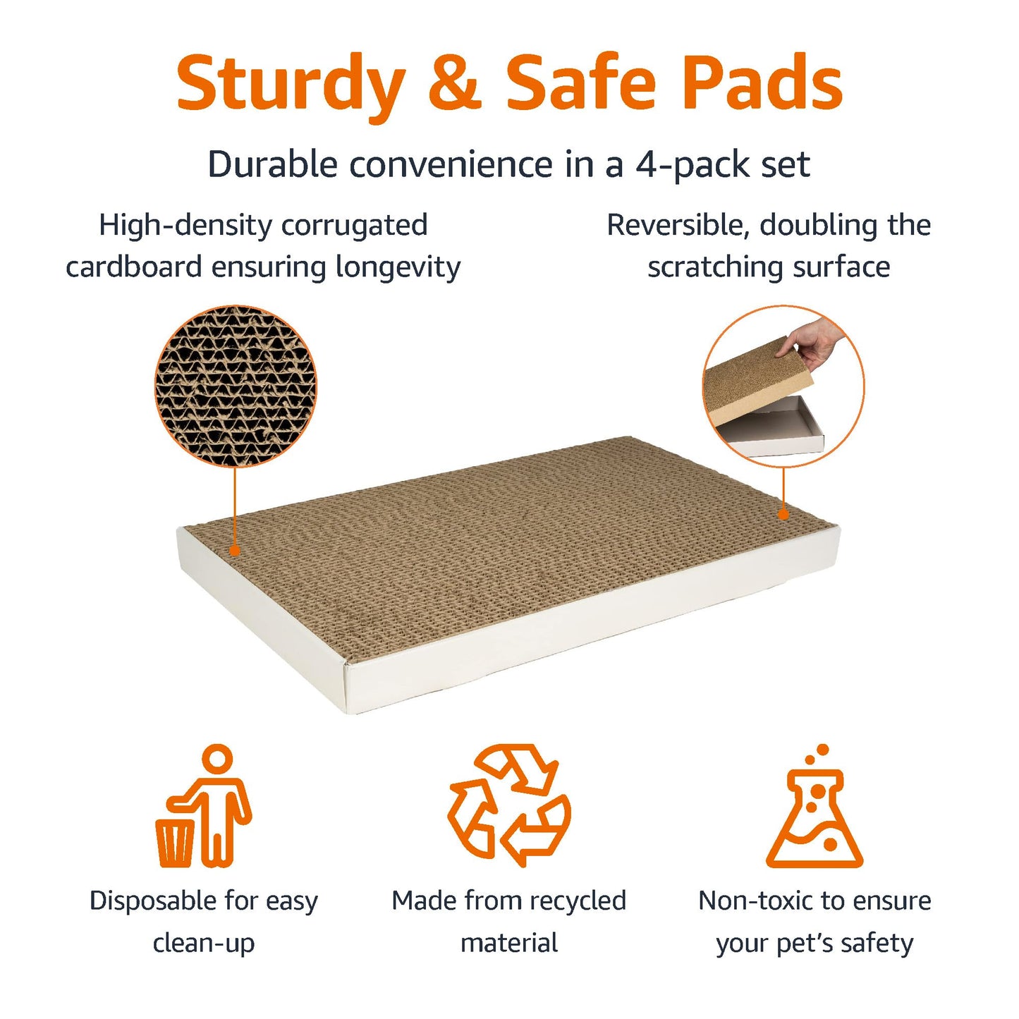 Amazon Basics Corrugated Cardboard Cat Scratcher, Scratching Board