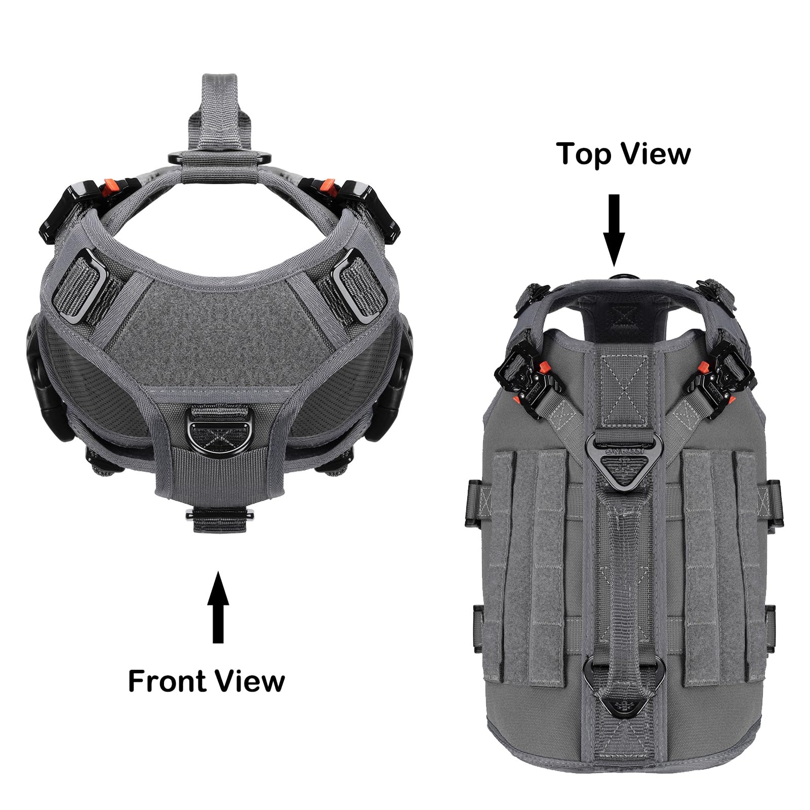 ICEFANG Tactical Dog Operation Harness with 6X Buckle,Dog Molle Vest