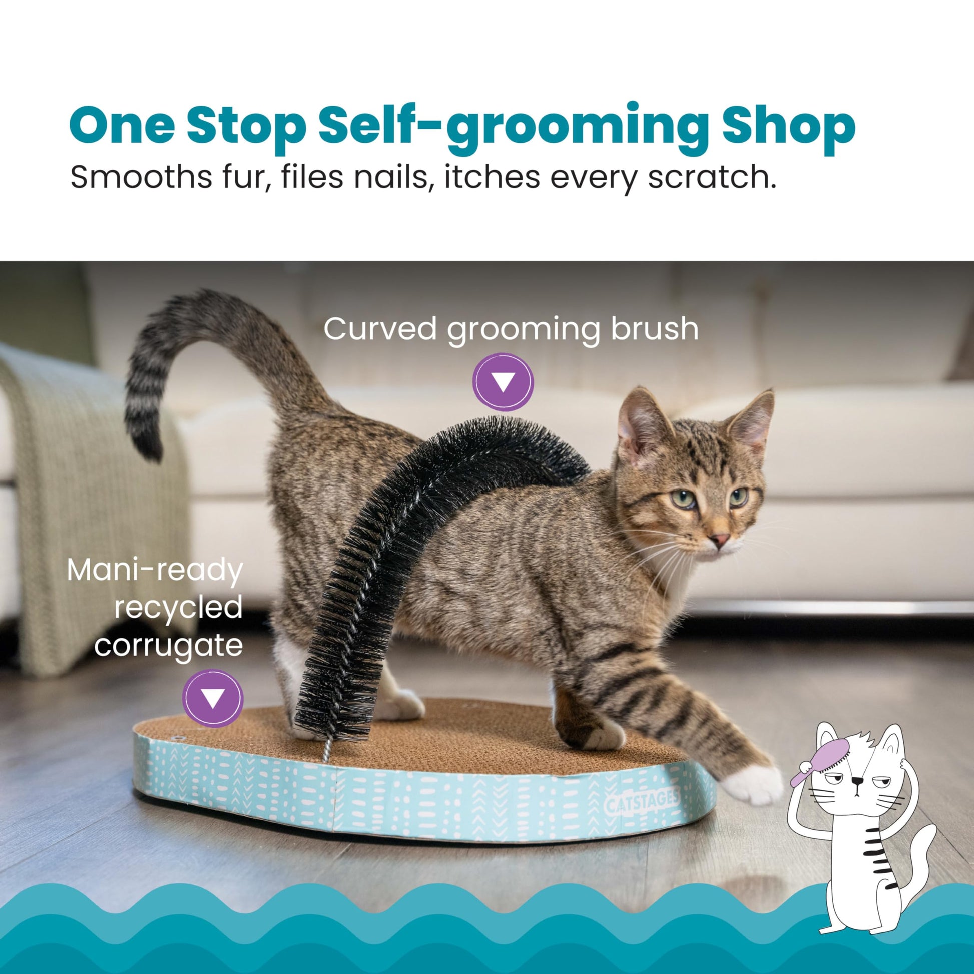 Catstages Scratch Groom Cat Scratcher with Removable Curved Scratcher