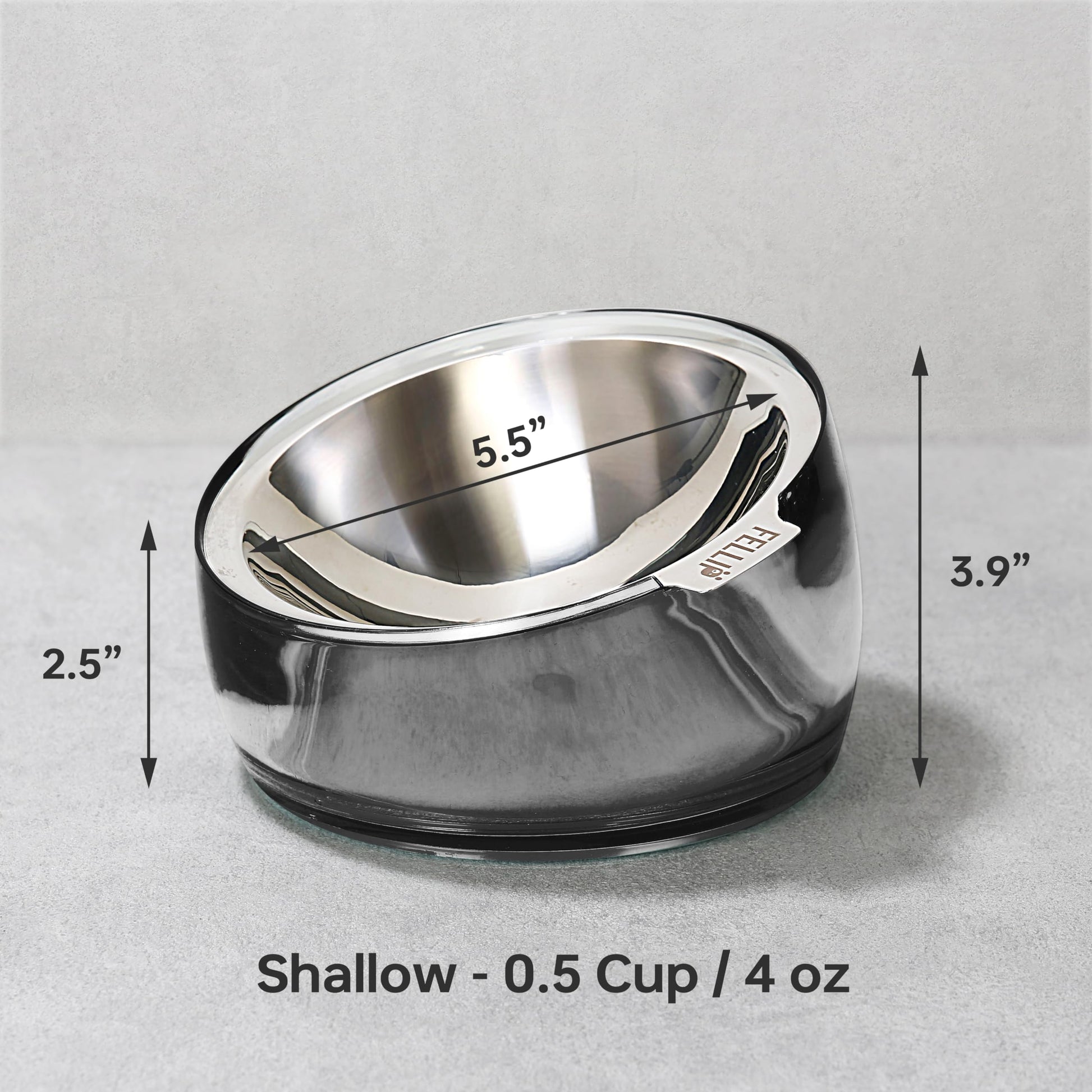 Felli Oblik Elevated Cat Bowl Removable Stainless Steel Wide Dish Bowl