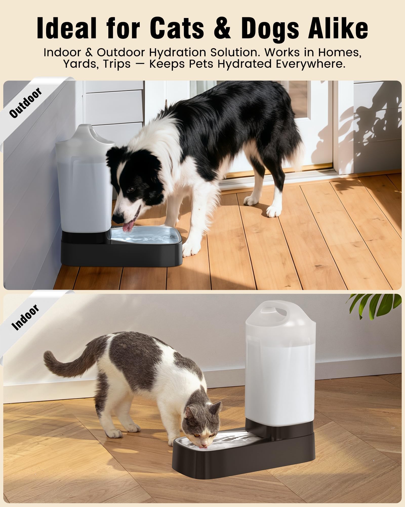 Automatic Dog Water Bowl Dispenser Stainless Steel Gravity Pet Bowl