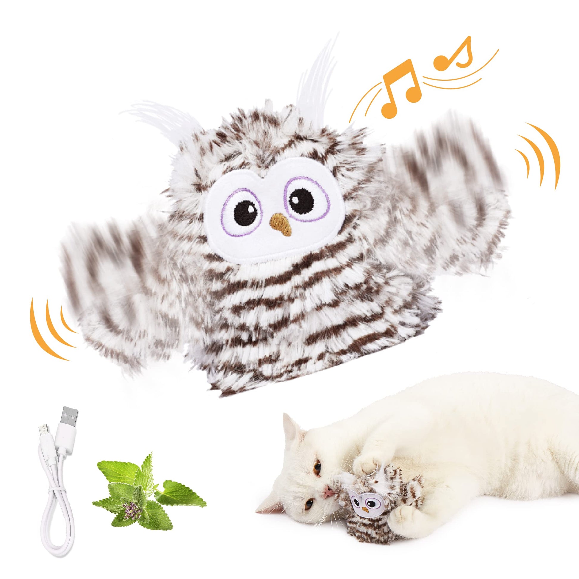 Kimee Interactive Cat Toy Rechargeable Automatic Chirping Owl Catnip