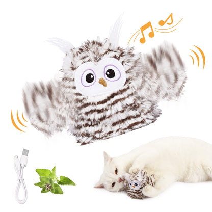 Kimee Interactive Cat Toy Rechargeable Automatic Chirping Owl Catnip