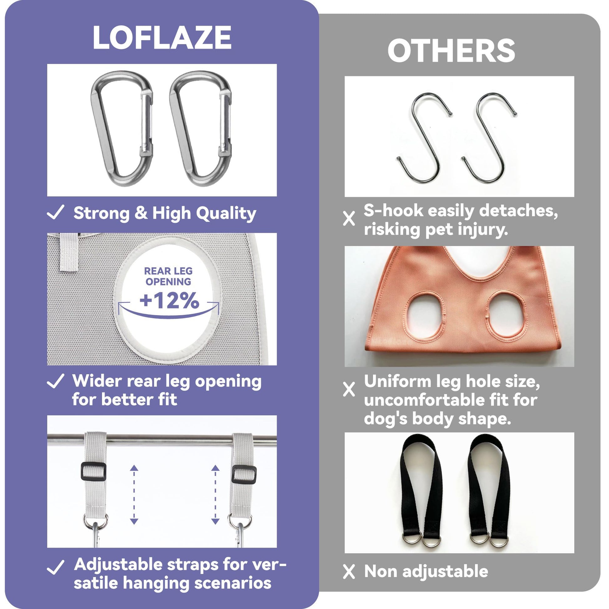 Loflaze Dog Grooming Hammock Harness for Dogs Cats with Pet Nail Bag
