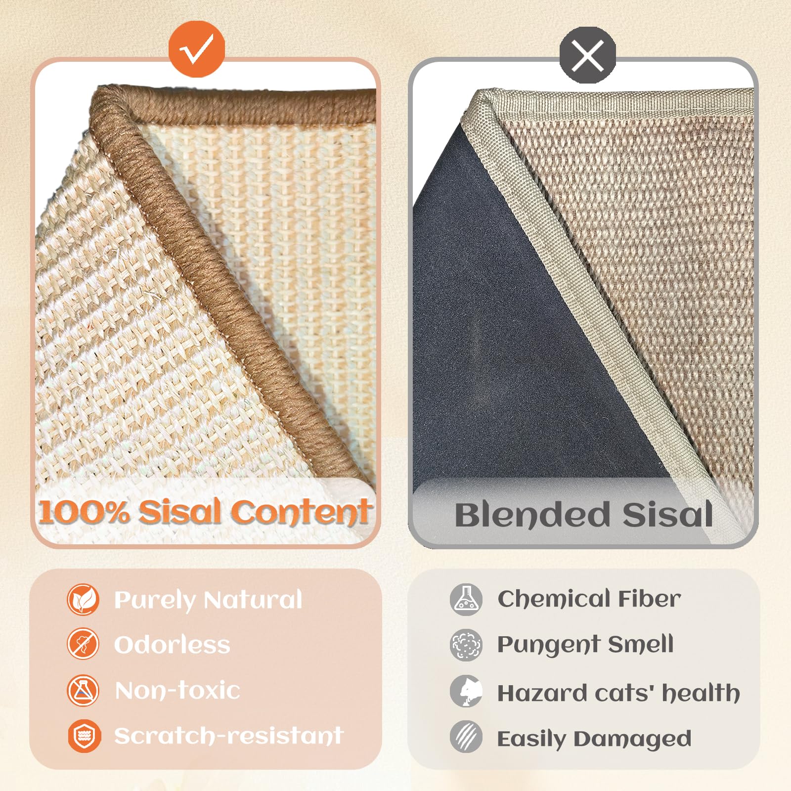 CHEERHOME PETS Sisal Cat Scratcher Bed for Indoor Cats Hammock Pad