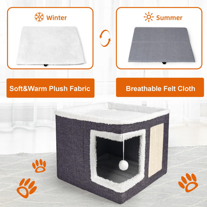 Loyareal Cat Houses for Indoor Cats Large Cat Bed Cave with Bed