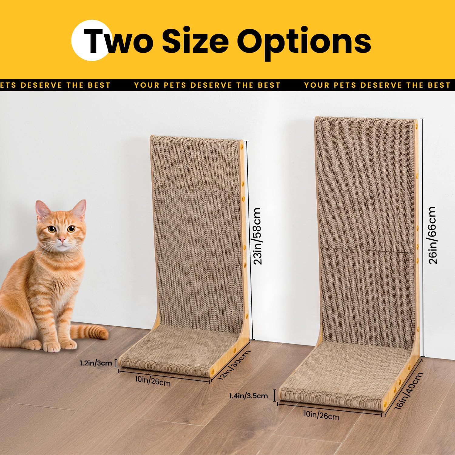 Conlun Cardboard Cat Scratcher, 23" L-Shaped Scratch Pad, Vertical Pad