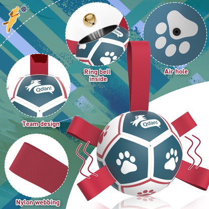 QDAN Dog Toys with Bell Inside, Durable Dog Balls for Tug of War Balls