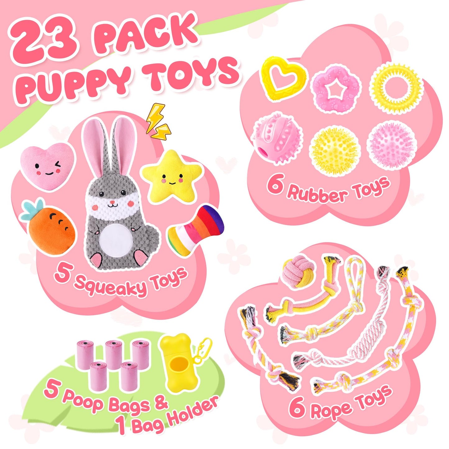 Zeaxuie 23 Pack Puppy Toys for Teething, Small Dog Toys with Cute Chew