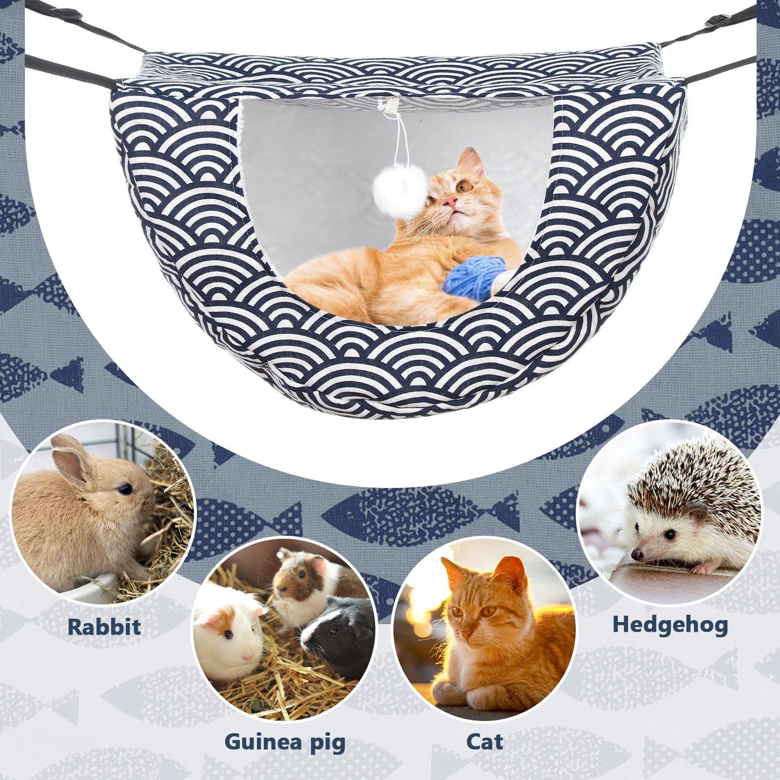 Unittype 2 Pieces Cat Cage Hammock Hanging Pet Bed Double Layer Bed