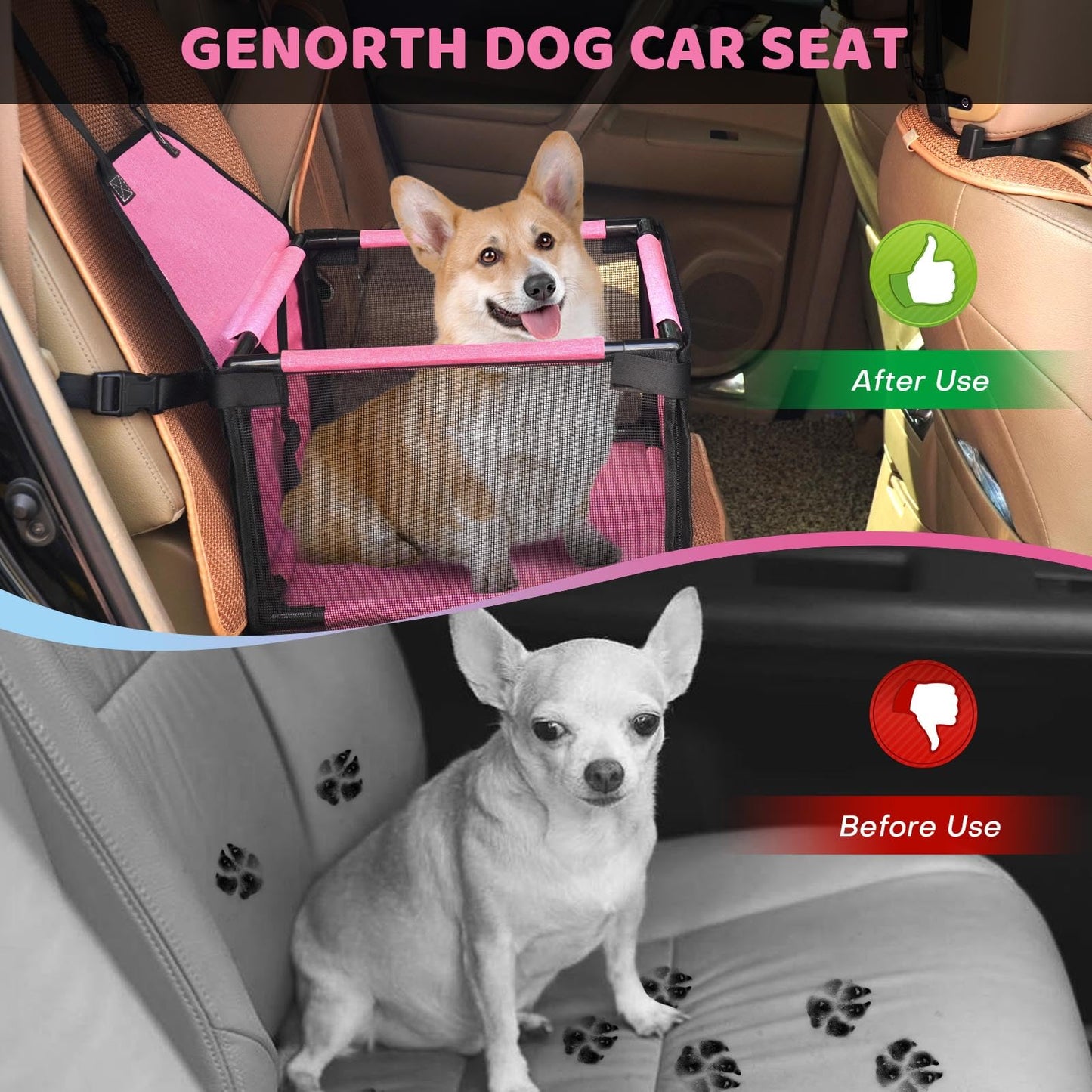 GENORTH Dog Car Seats for Small and Medium Dogs,Portable Seat