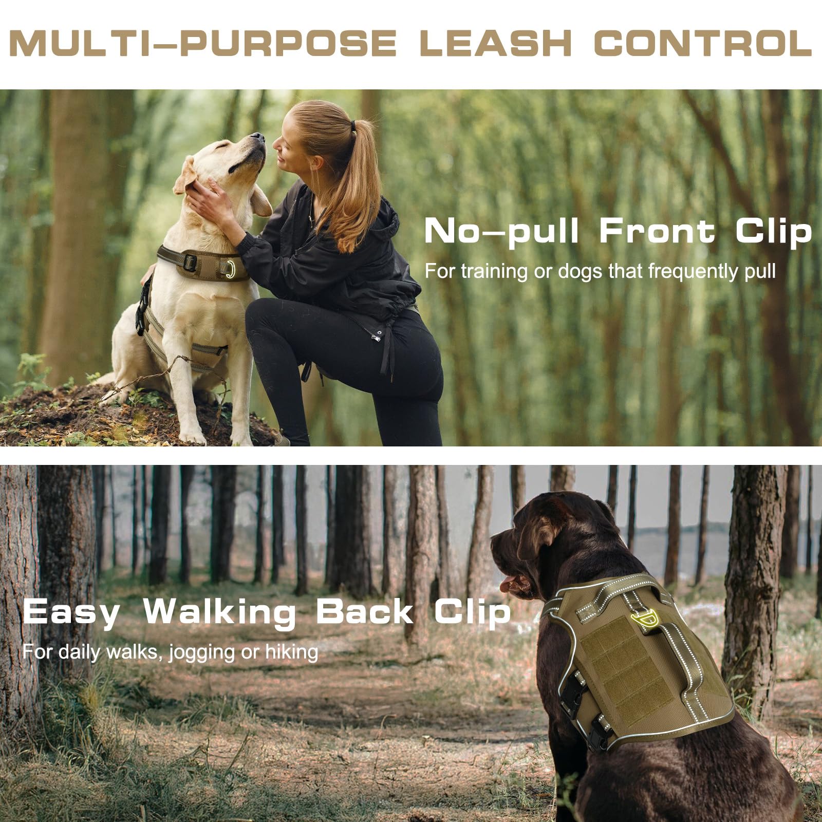 Dog Harness for Large Dogs Heavy Duty, No Pull Tactical Dog Harness